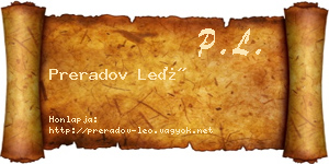 Preradov Leó névjegykártya